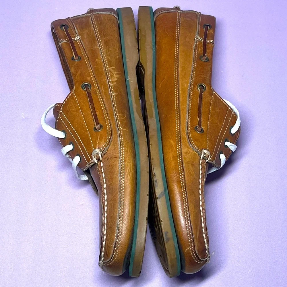 Currier & Branch Men 11 Loafers Aquatred Goodyear Soles Boat Leather Shoes Brown